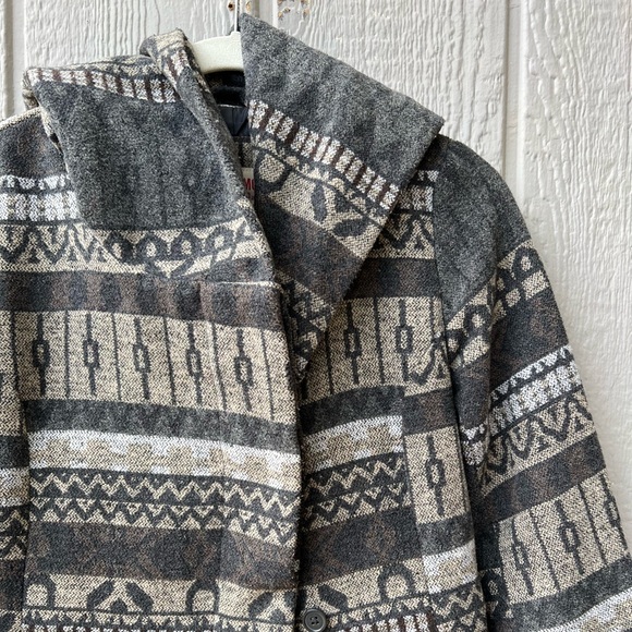 Mossimo Supply Co. aztec patterned wrap style tapered button up cozy pea coat - Picture 6 of 16